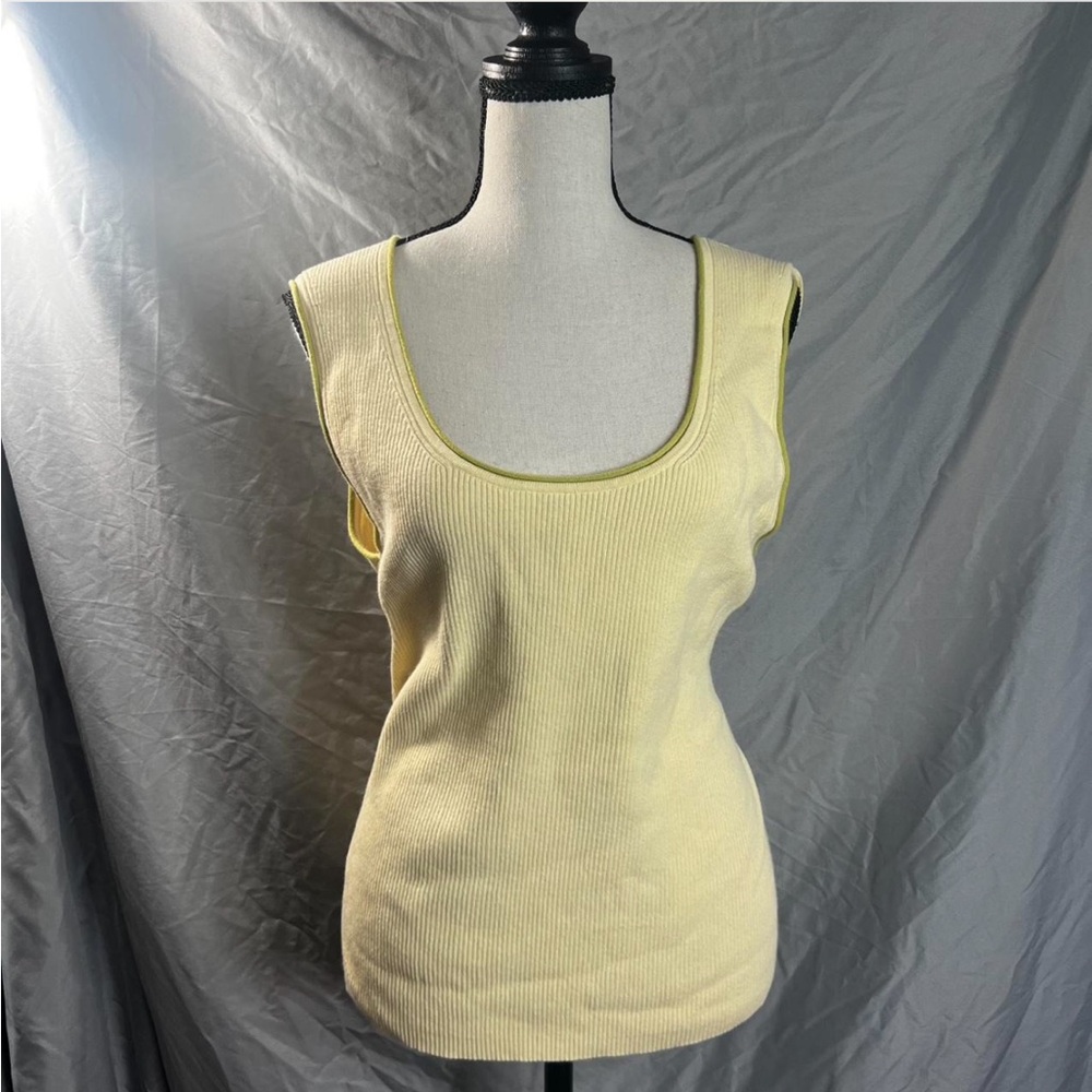 LOFT Cream Ribbed Knit Top